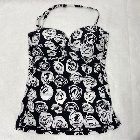 Anne Cole Coming Up Roses Twist Front Tankini XS - Picture 2 of 3